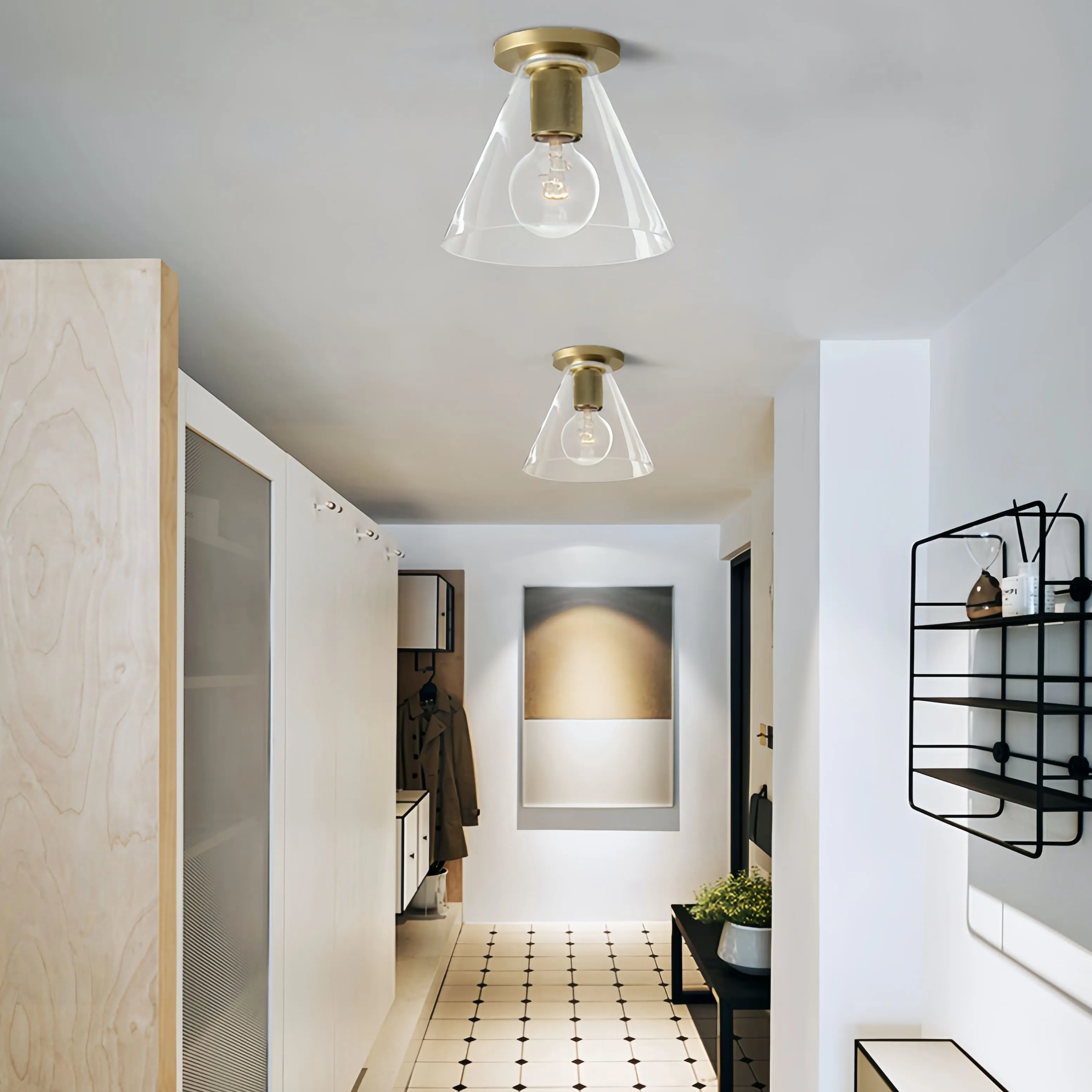 Versatile Flush Mount Light – Modern Glass & Open Bulb Design S232
