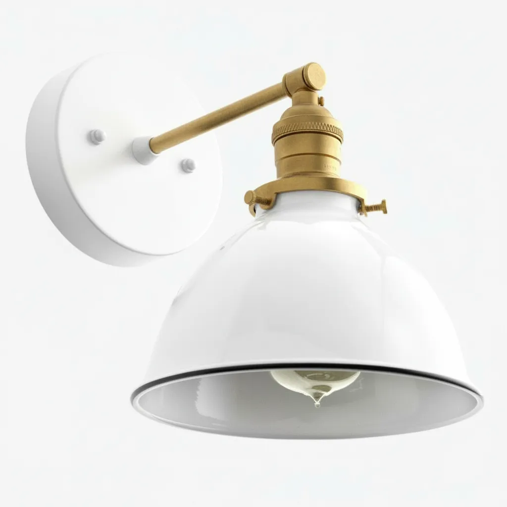 Conique Metal  Wall Sconce - White Metal Shade - Industrial Modern Lighting T307