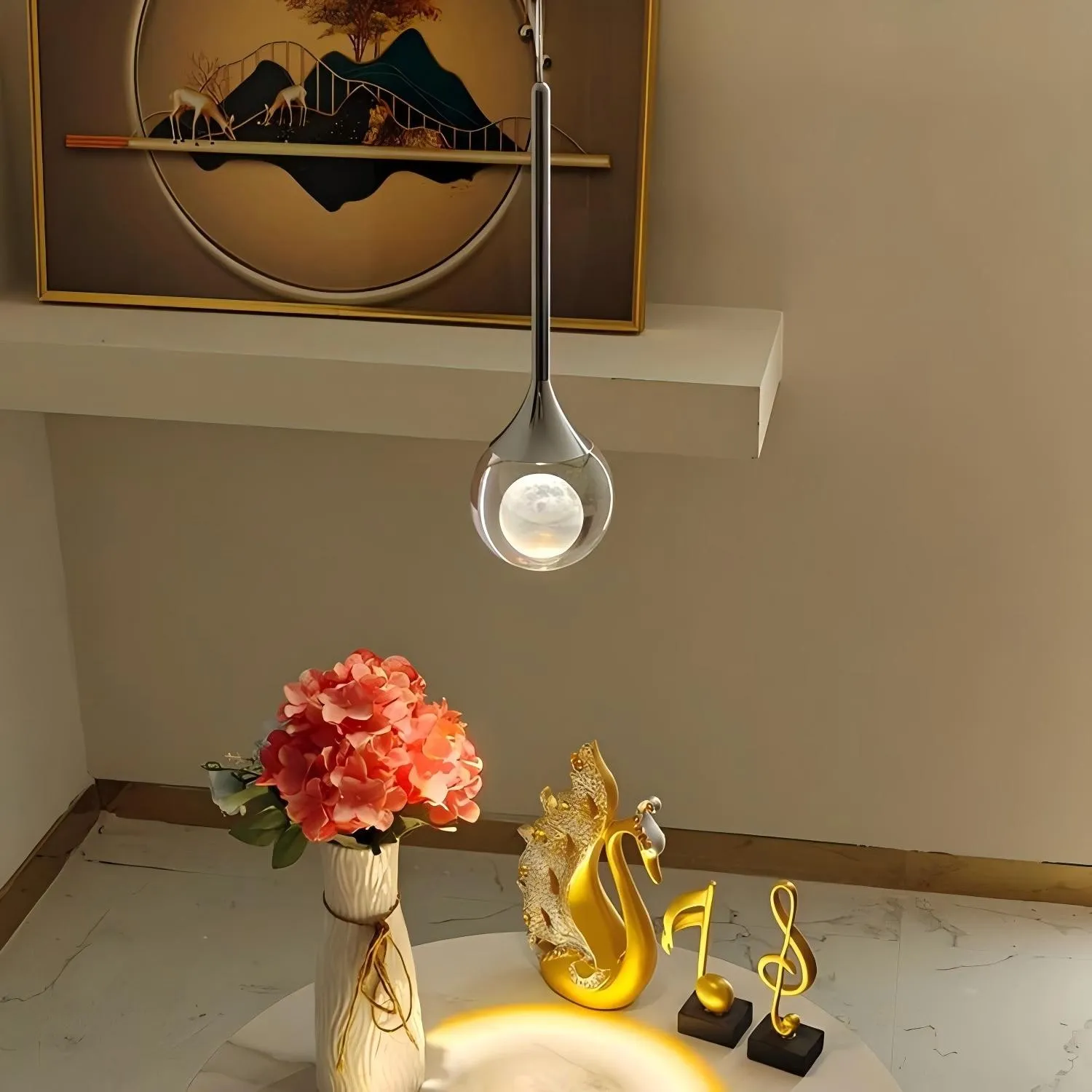 Moon Clear Glass Ball Pendant Light S205