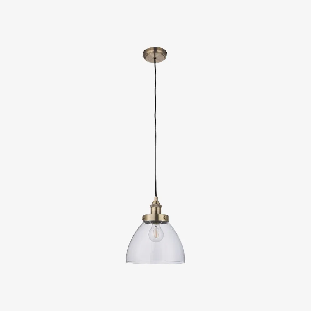 Novera Art Deco Dome Adjustable Height Glass Shade Pendant Light for Living Room T1008