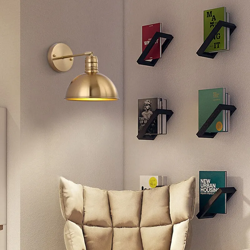 Modern Simple Iron Plated Brass Cone Round 1-Light Wall Sconce Lamp T179