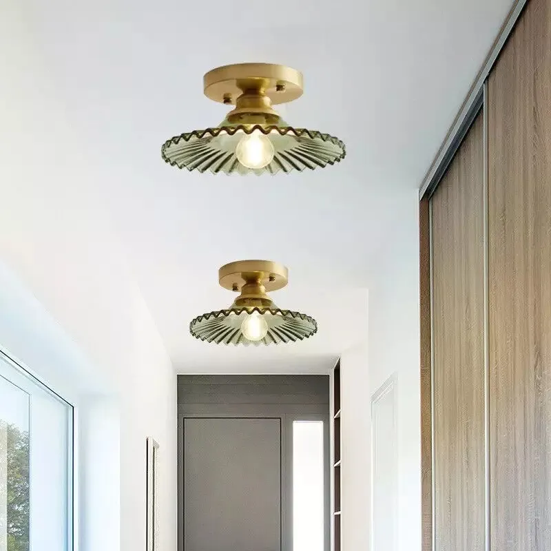 Japanese Retro Glass Ceiling Lamp For Bedroom Hallway S62