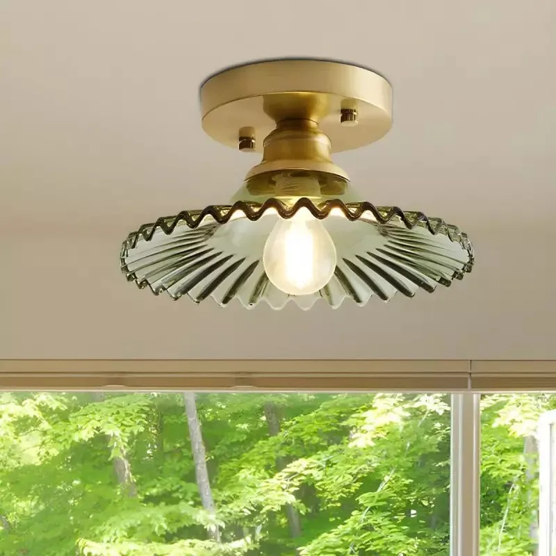 Japanese Retro Glass Ceiling Lamp For Bedroom Hallway S62