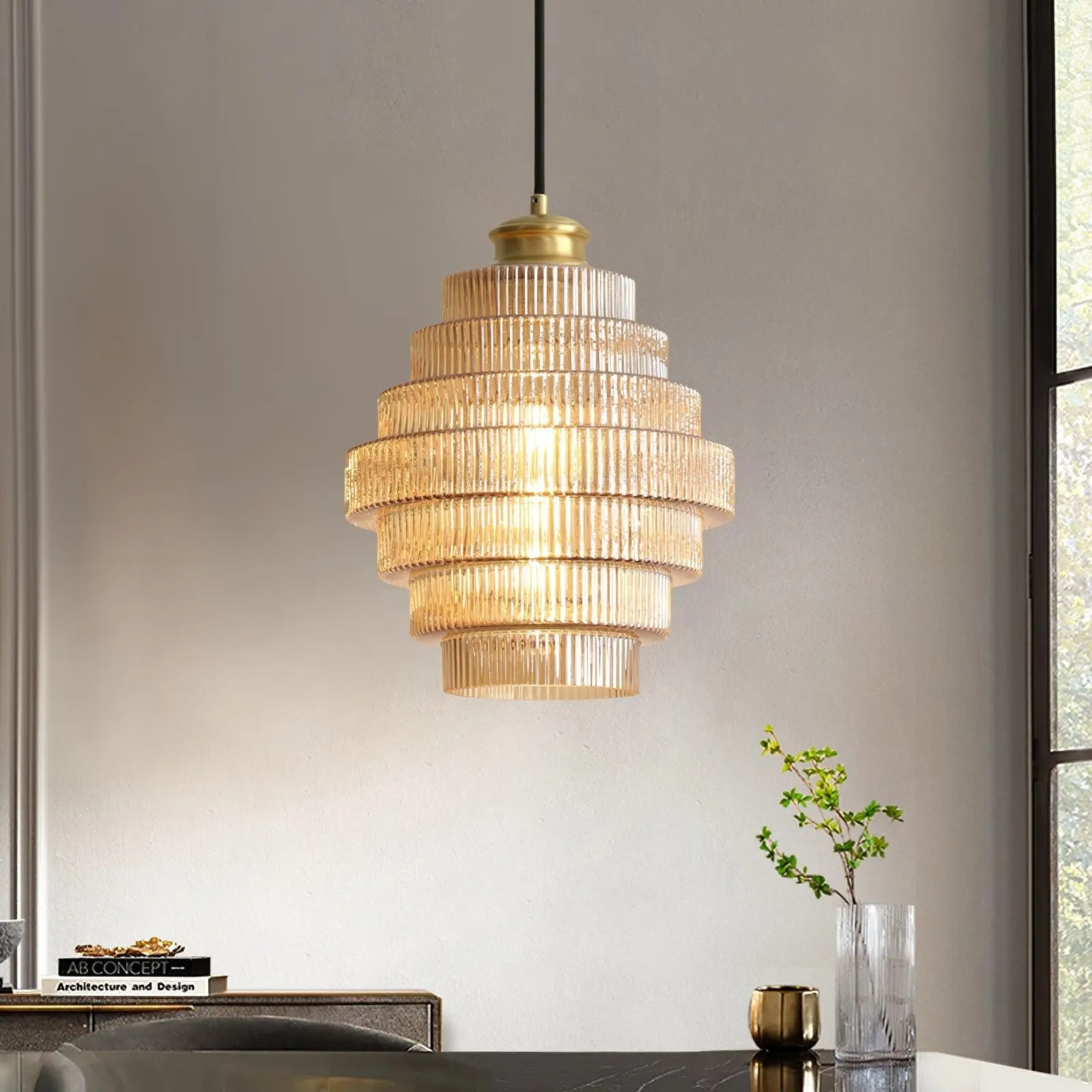 Modern Creative Pleated Design Glass Pendant Lamp M48