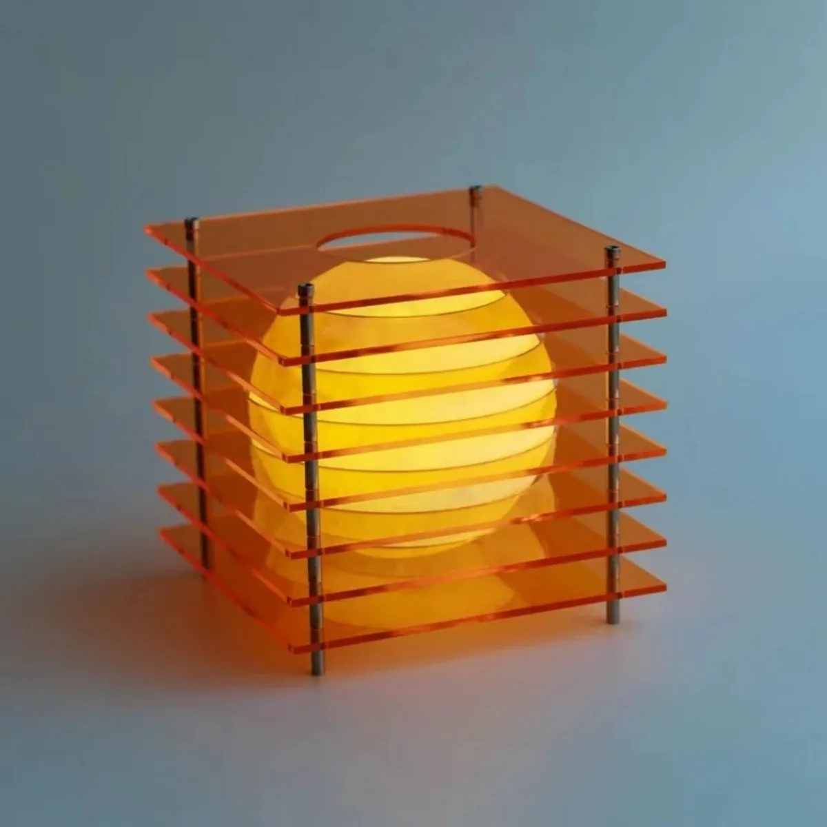 Geometric Moon Cube Lamp – Atmospheric luminous sphere S252