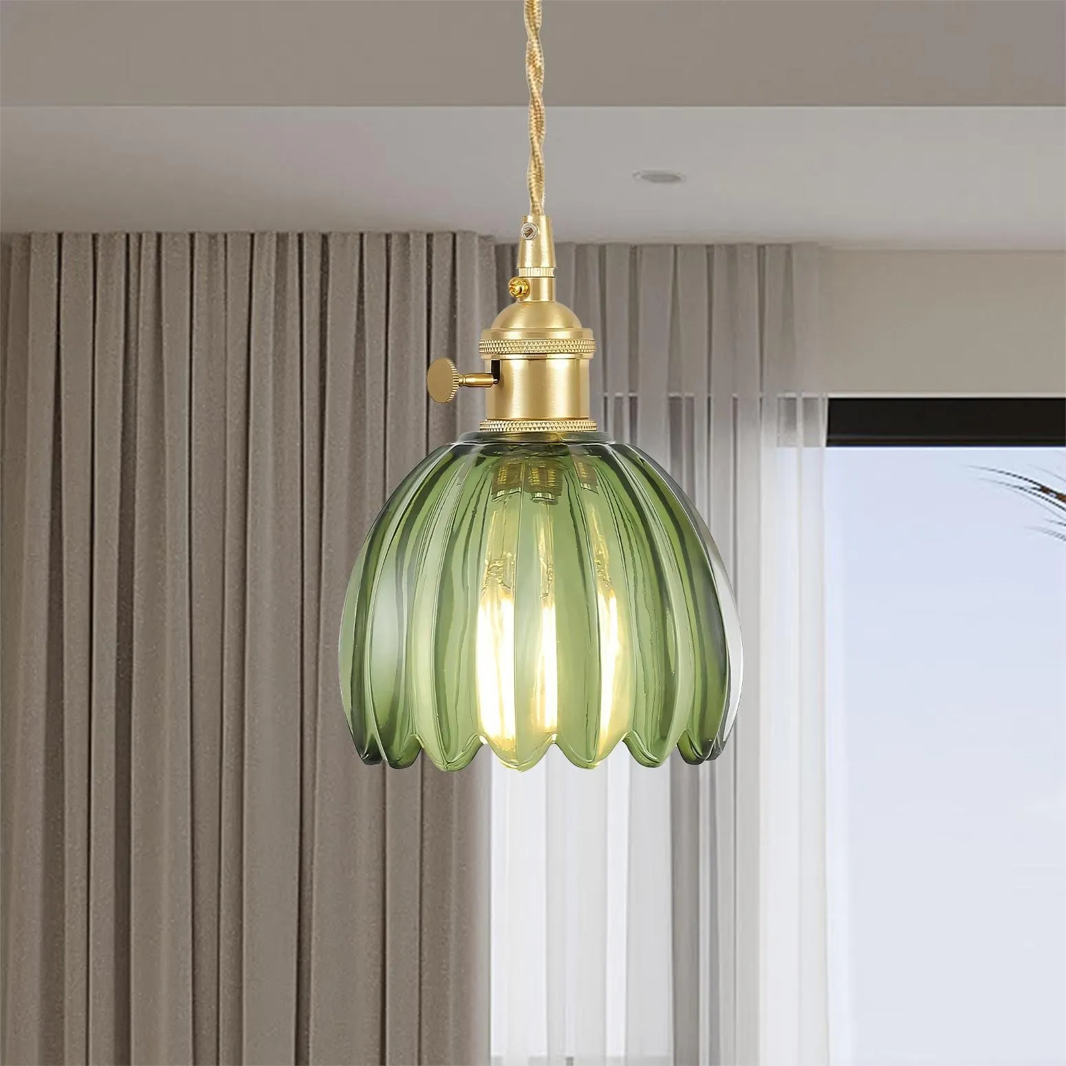 Japanese Retro Glass Flower Pendant Light S17