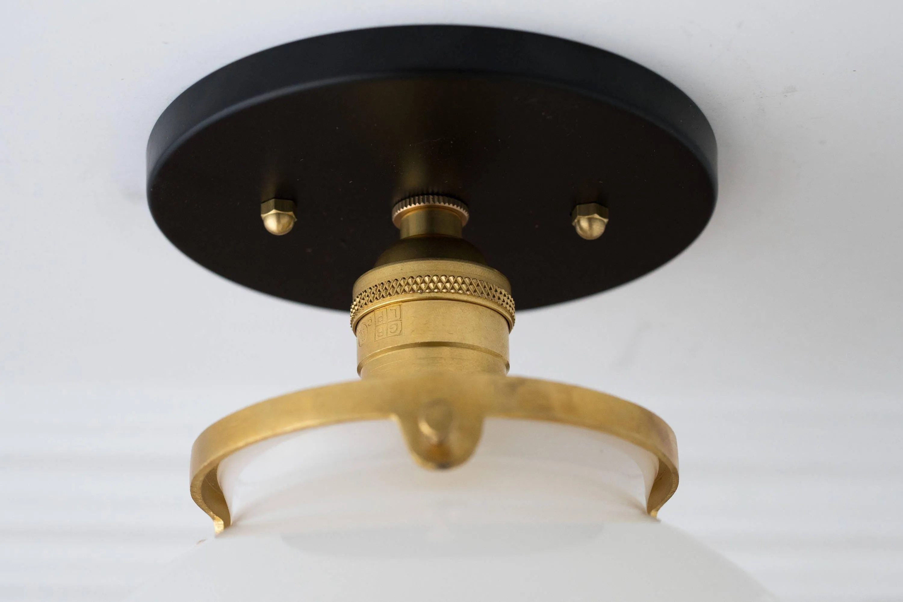 Glorica Glass Mid Century Semi Flush Ceiling Light - Whte Opal Gliass Globe Fixture T368