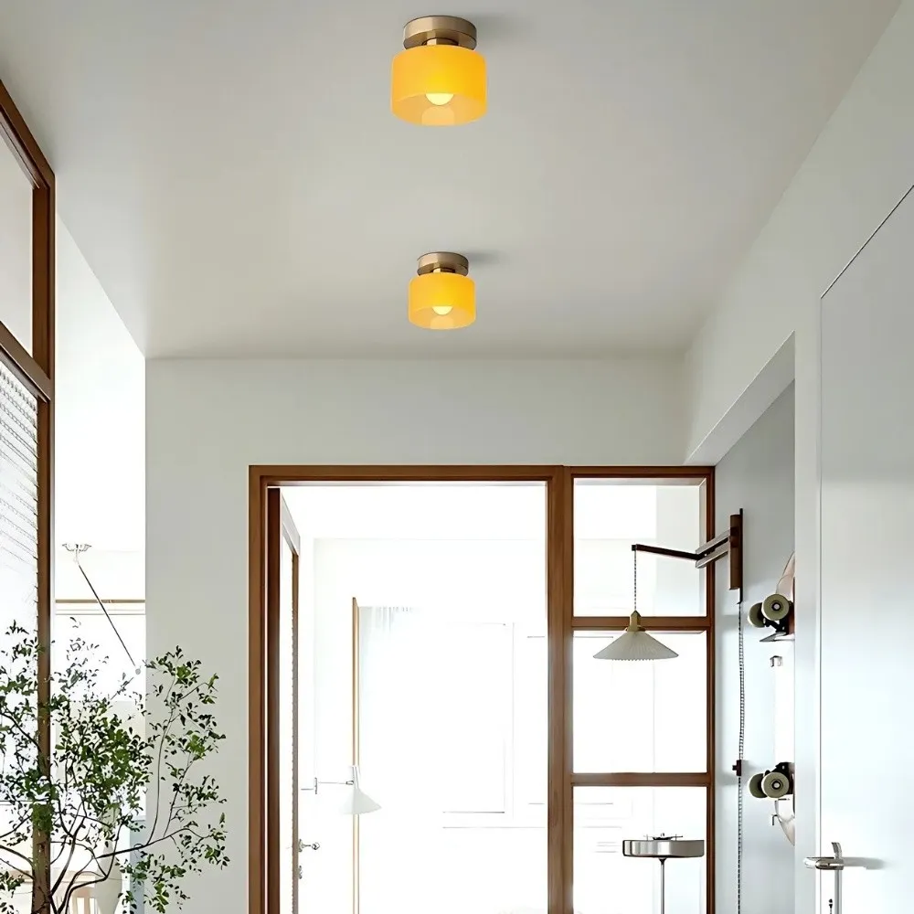 Morandi Cylinder Glass Ceiling Light – Colorful Touch For Hallway Spaces S216