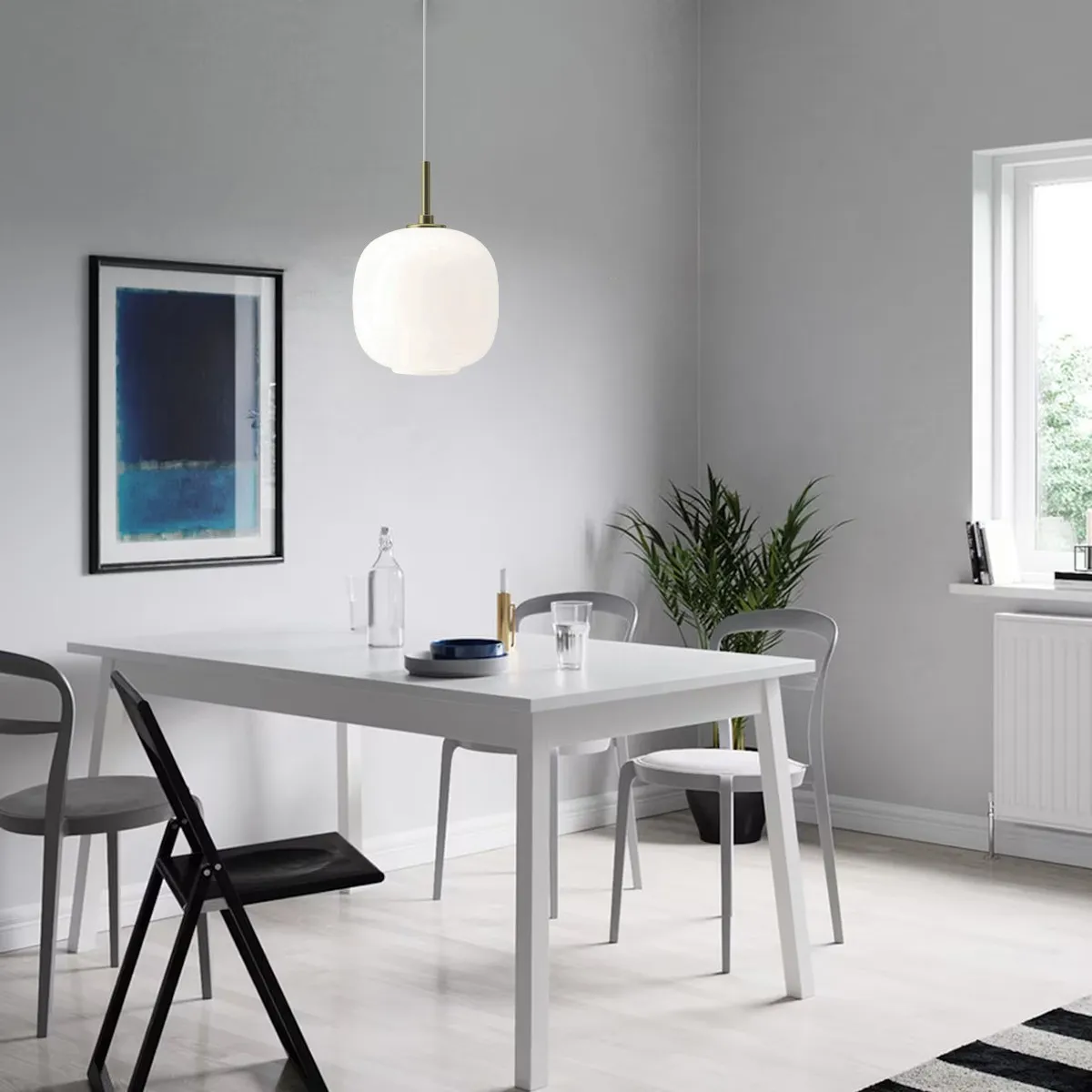 Classic Opal Glass Orb Pendant Lamp