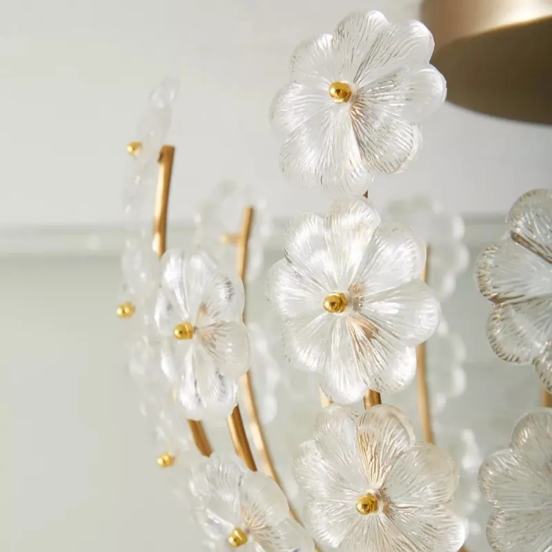 Petala Artistic Metal Semi Flush Ceiling Lamp - Statement Glass Fixture for Home Interiors T712