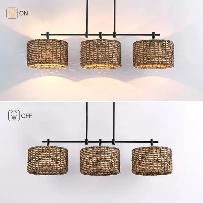 Raphael 3 Light Dimmable Drum Rattan Pendant Lamp S106