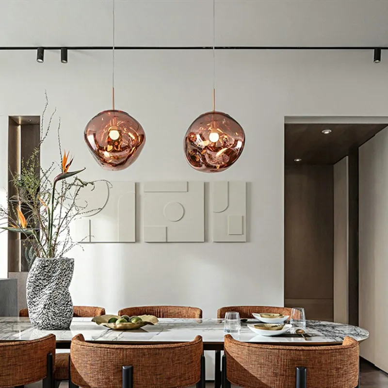 Glass Dynamic Pendant Light - Artistic Metallic Glow Pendant for Dining Area S54