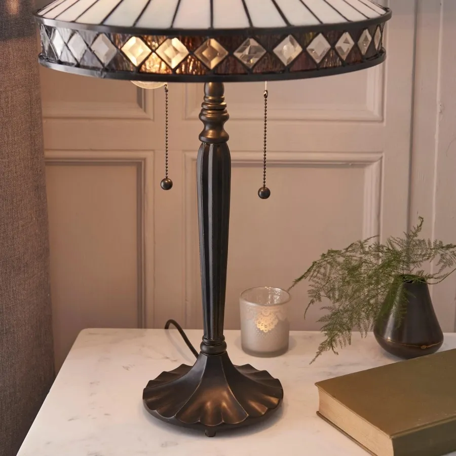 TF Fargo Geometric Glass Tiffany Lamp - Art Deco Table or Floor Light T643