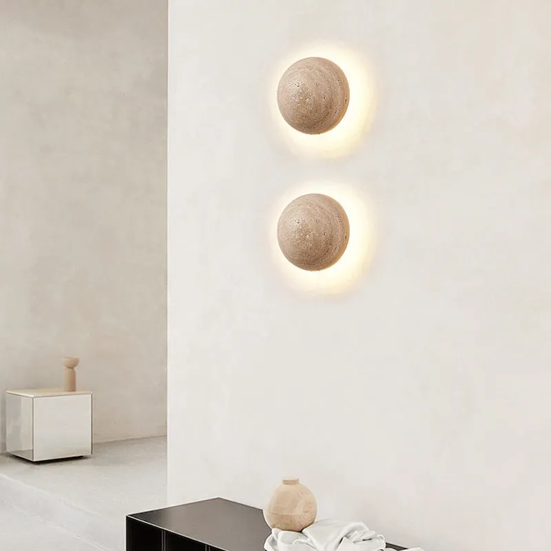 Amber Loft Travertine Round Sconce Wall Light T2109