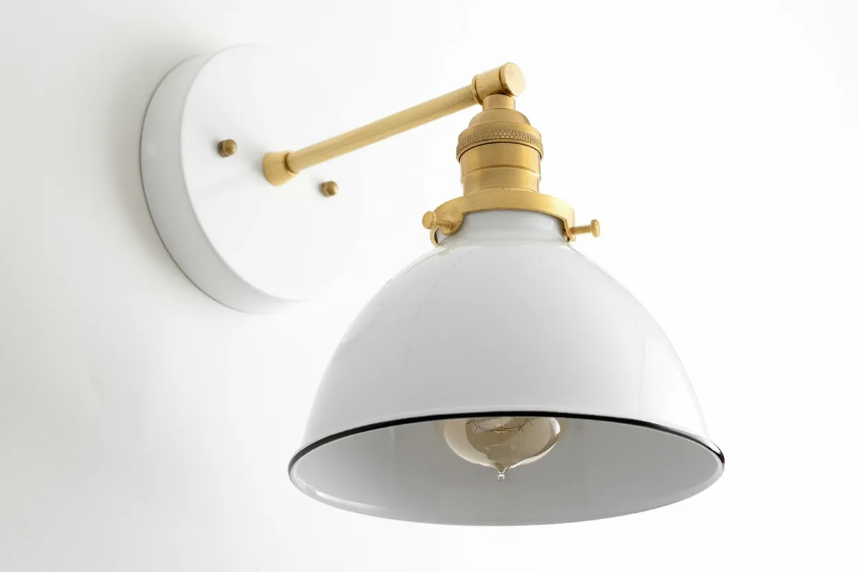 Conique Metal  Wall Sconce - White Metal Shade - Industrial Modern Lighting T307