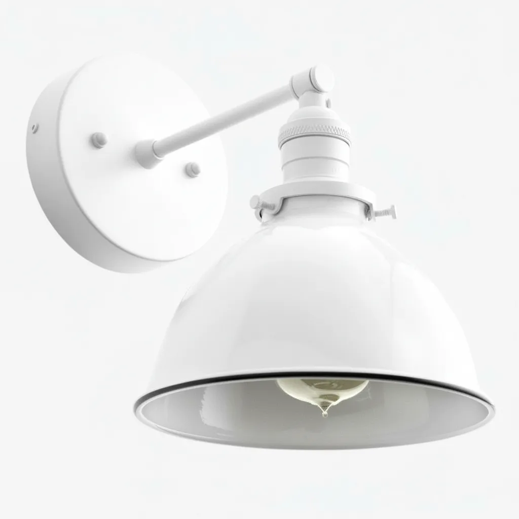 Conique Metal  Wall Sconce - White Metal Shade - Industrial Modern Lighting T307