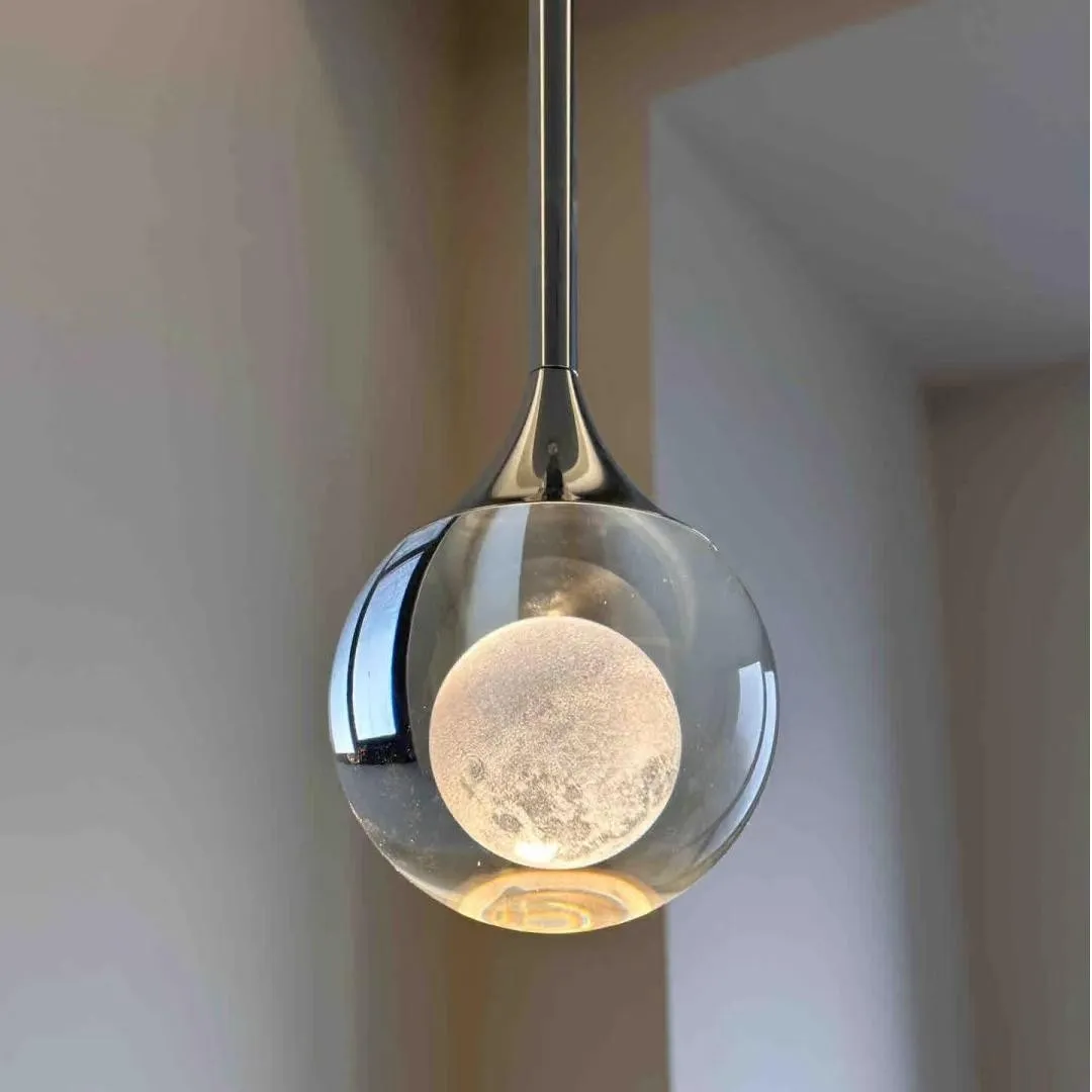 Moon Clear Glass Ball Pendant Light S205