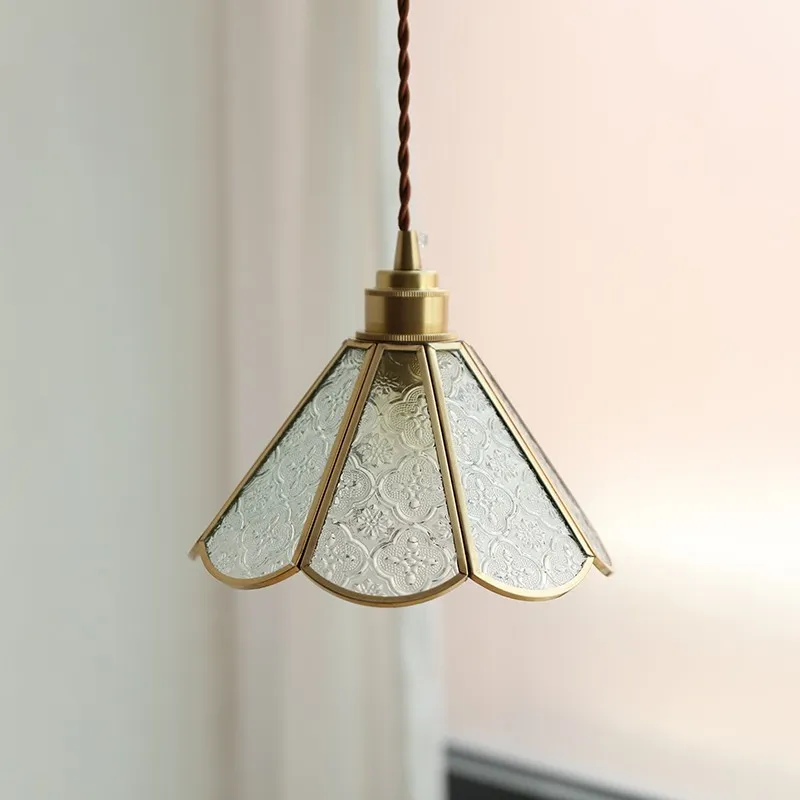 Japanese Vintage Begonia Glass Pendant Light