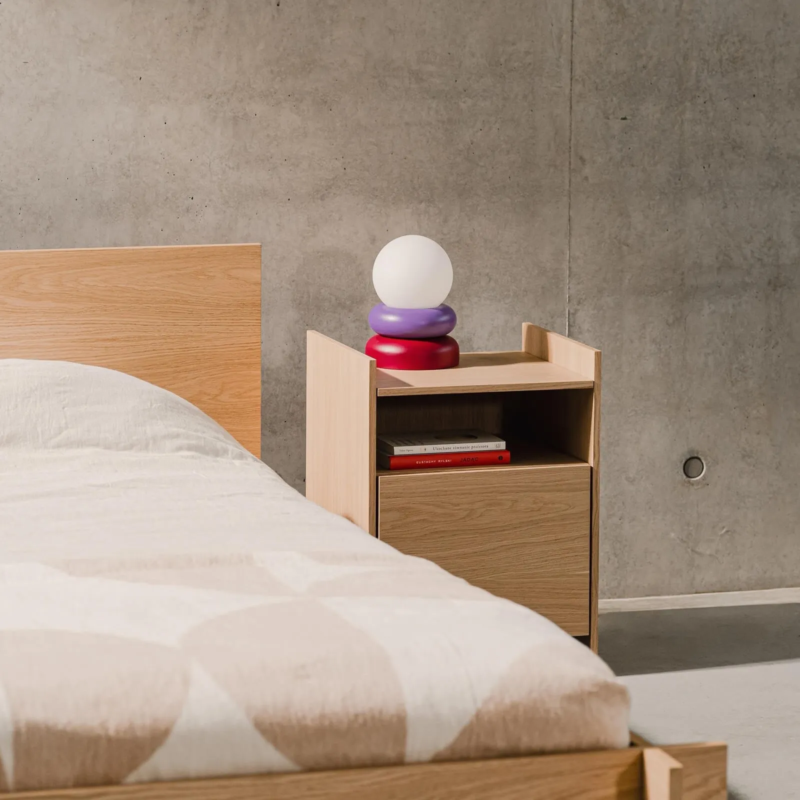 Elegant Table Lamp with Natural Wood and Glass Shade S233
