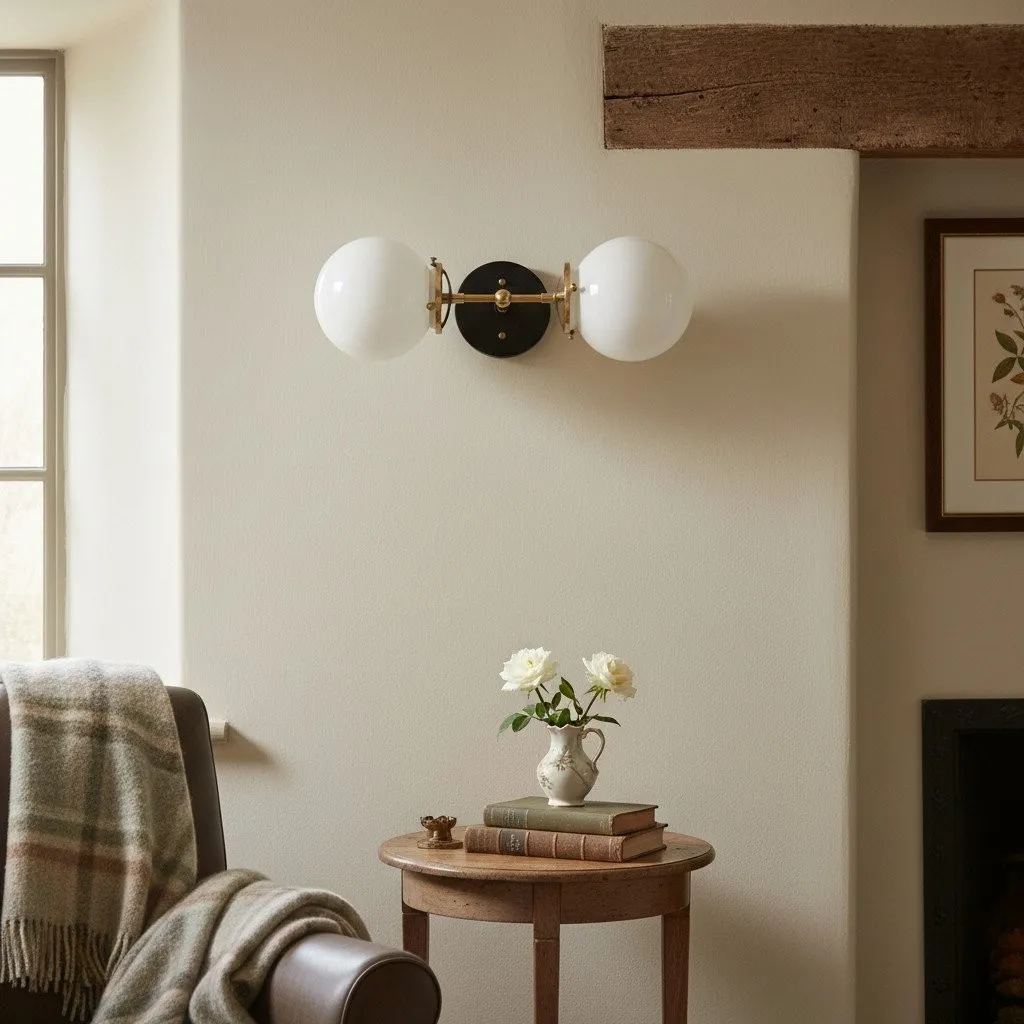 Lumio Globe Art Deco Vanity Light -  Opal Globe Bathroom Sconce T320