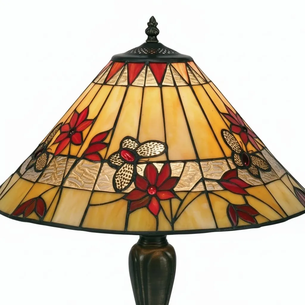 TF Butterfly Table Lamp - Hand-Cut Stained Glass Shade Table Light for Living Room and Bedroom T856