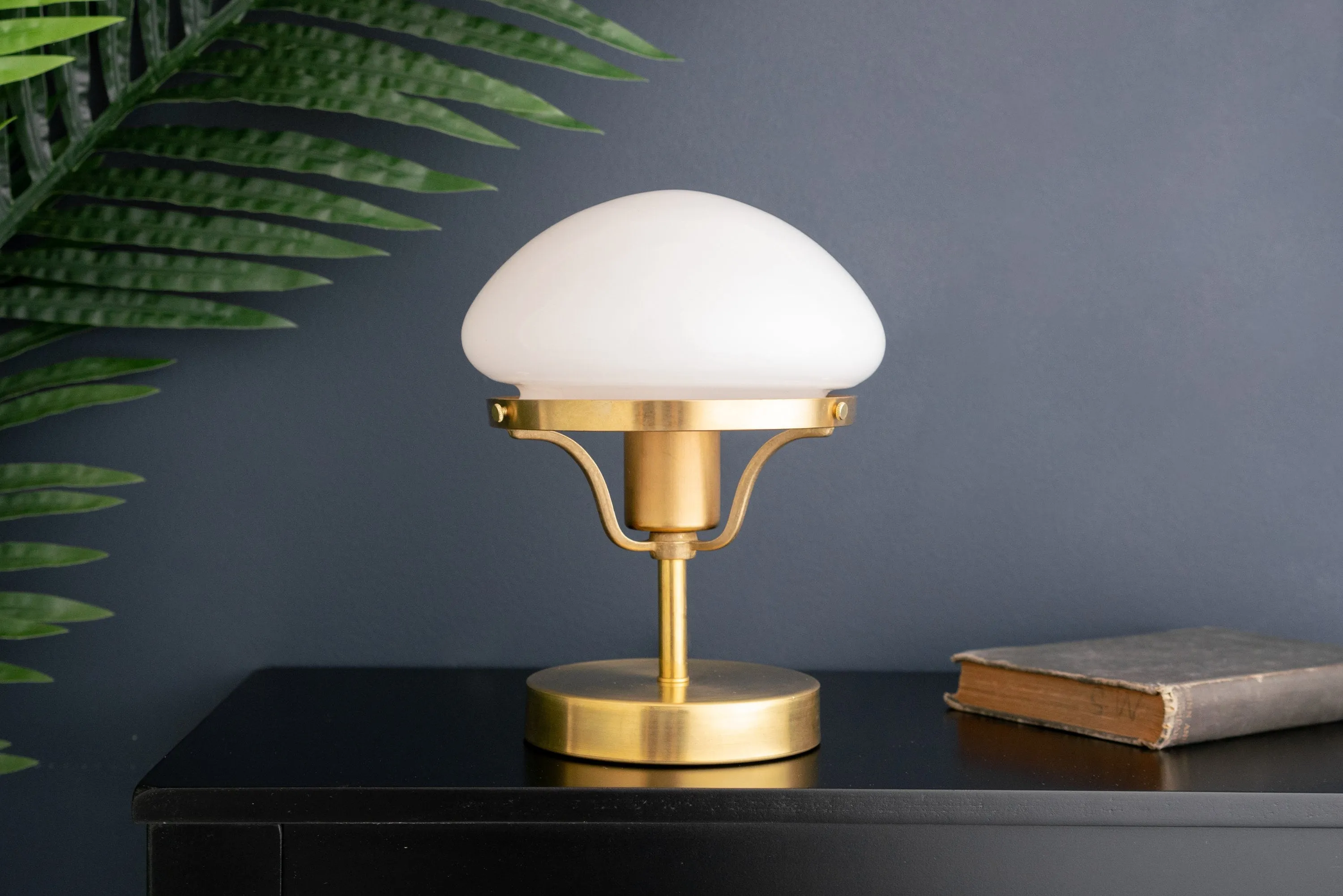 Ornato Luxe Modern Brass or Black Table Lamp - Eggshell Frosted Glass Fixture T358