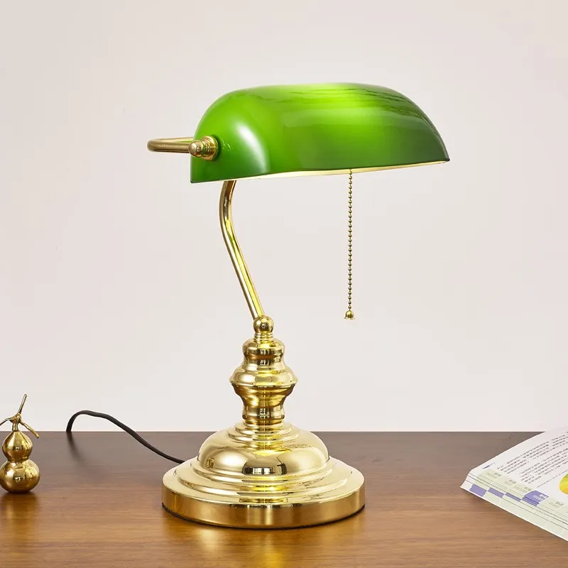 Classic Green Glass Bankers Table Lamp
