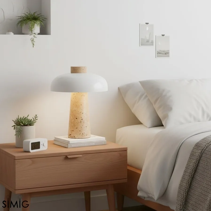 Mushroom Table Lamp - Modern Travertine for Bedroom M503