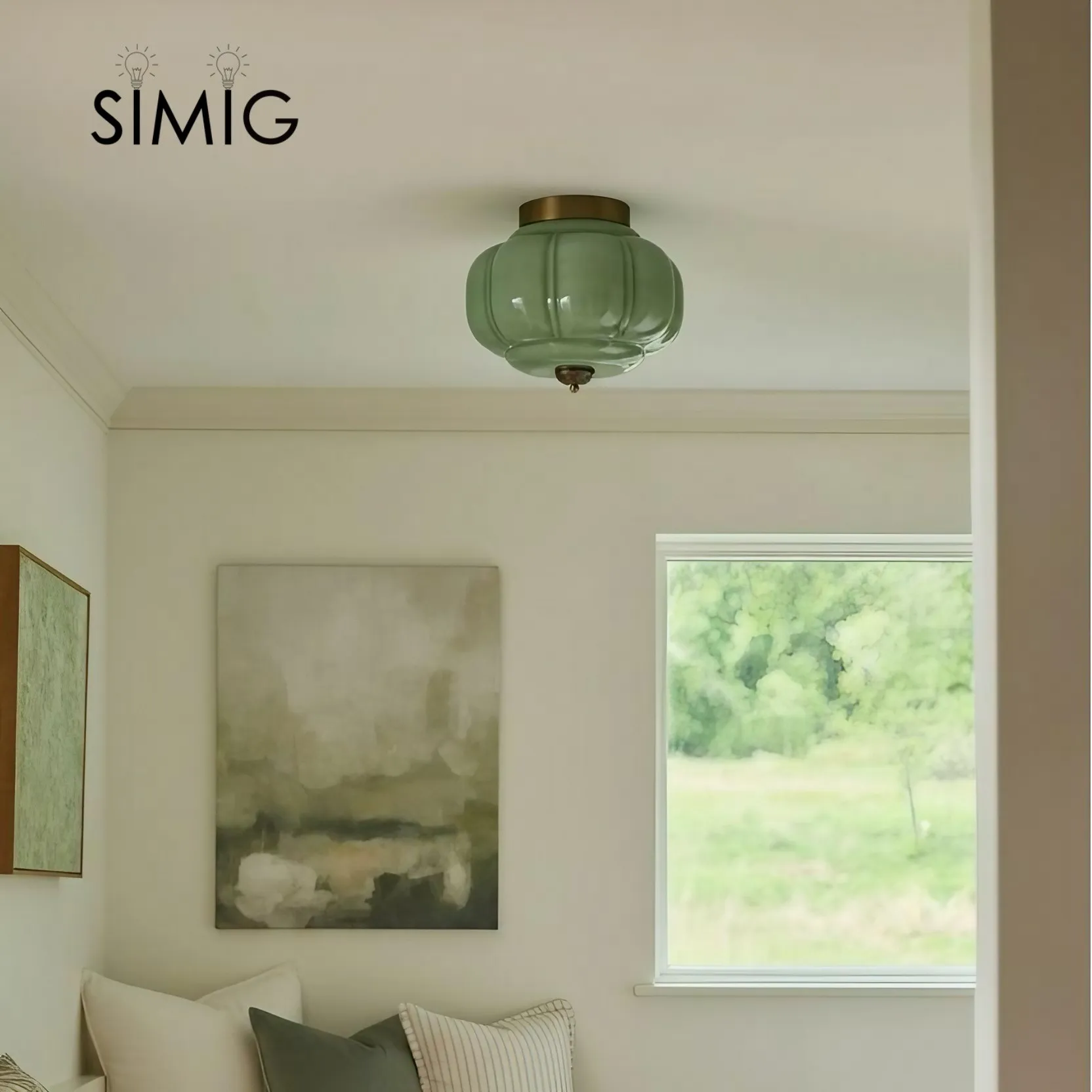 Eloise Ceiling Light - Elegant Retro Brass Ceiling Light for Living Room G55