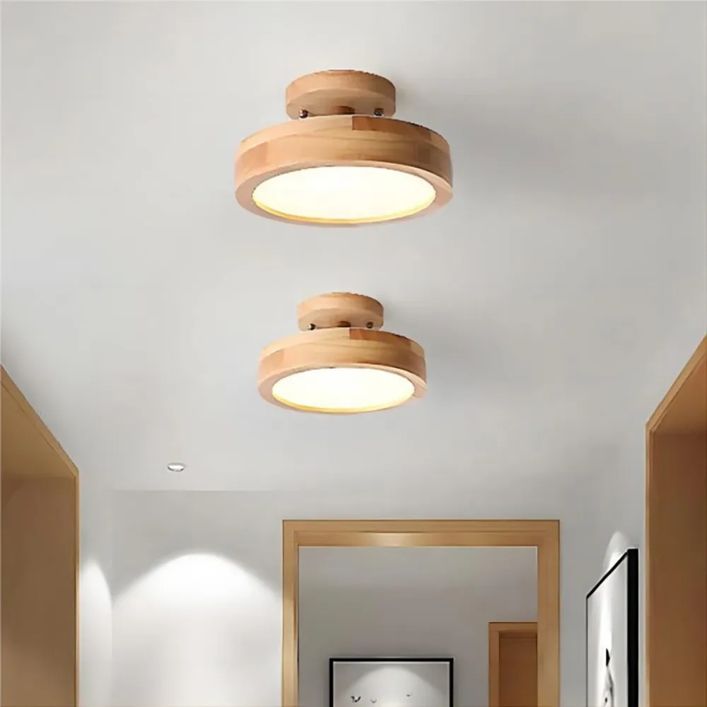 Nordic Macaroon Wooden Round Ceiling Lamp S90