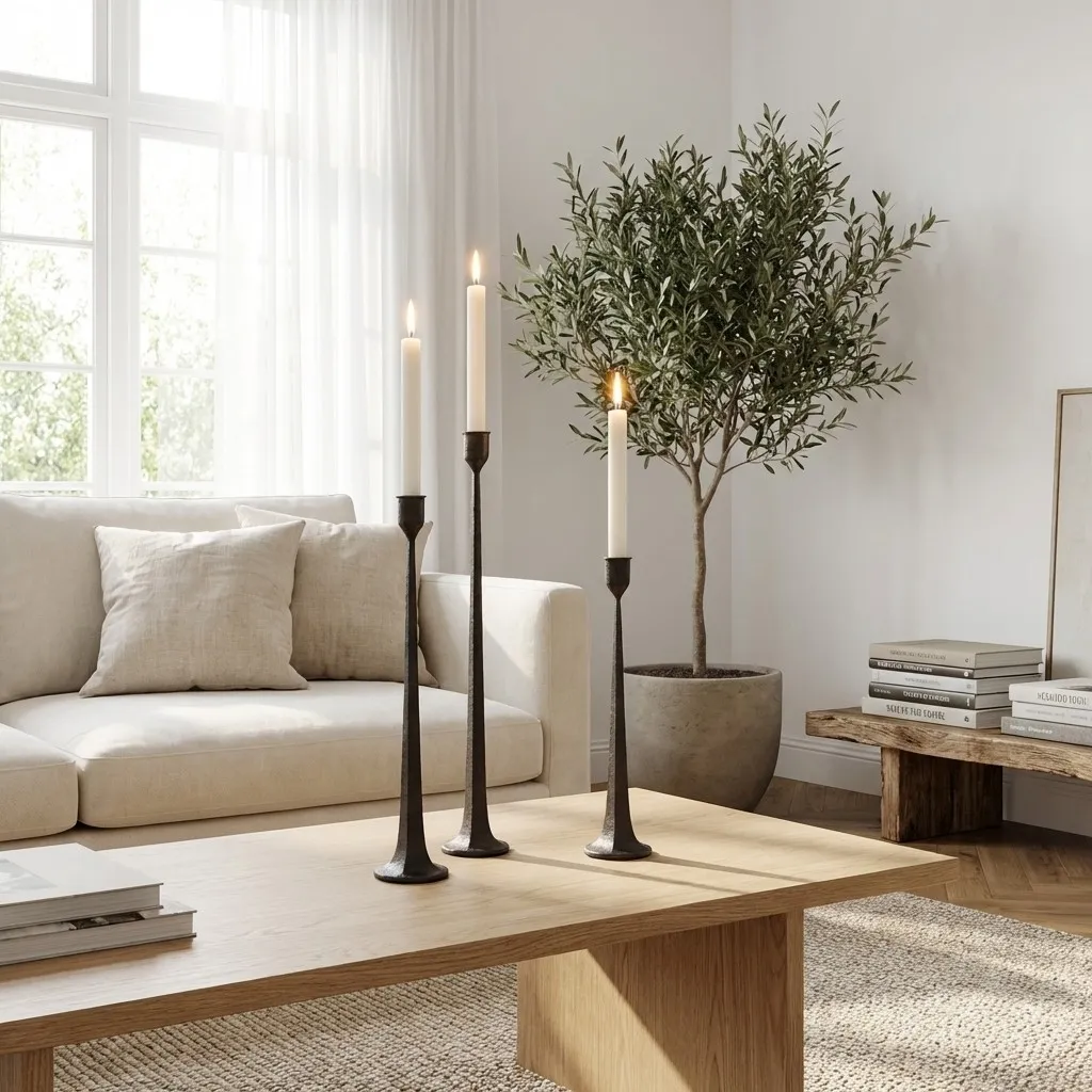 Tegna Tall Minimalist Taper Candle Holders - Modern Dining Table Decor T1190