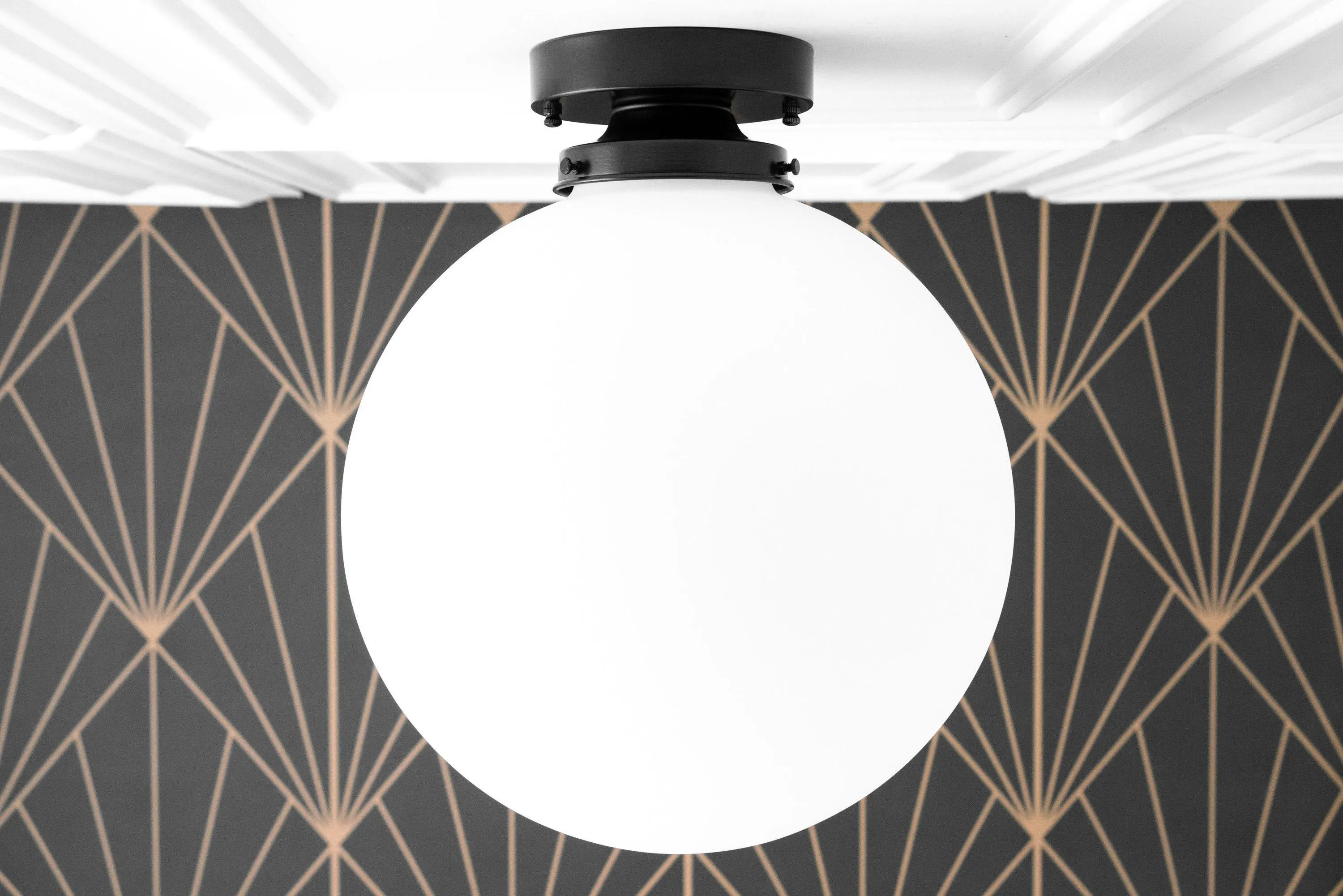 Glorica Glass 12 Inch Globe Ceiling Light - Frosted Glass Art Deco Pendant And Flush Mount T362
