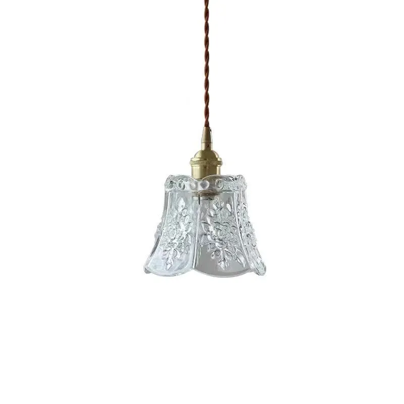 Traditional Japanese Brass Walnut Glass Ceramic Cylinder Conic Flower Bowl 1-Light Pendant Light For Dining Room T260