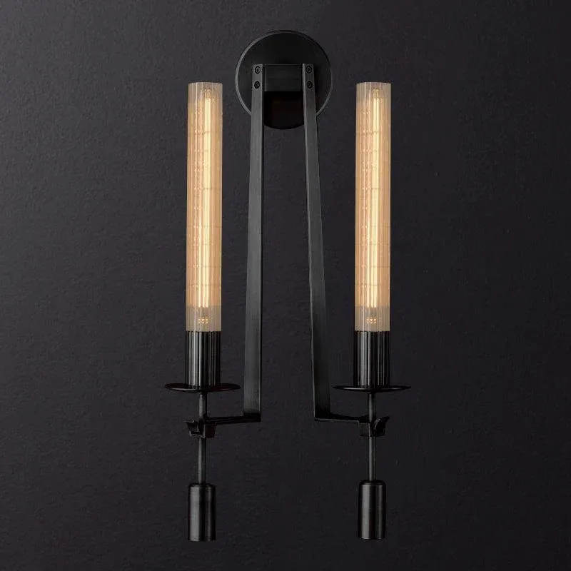 Ribbed Glass Wall Lamp with Slim Metal Base – Classic Meets Modern S229
