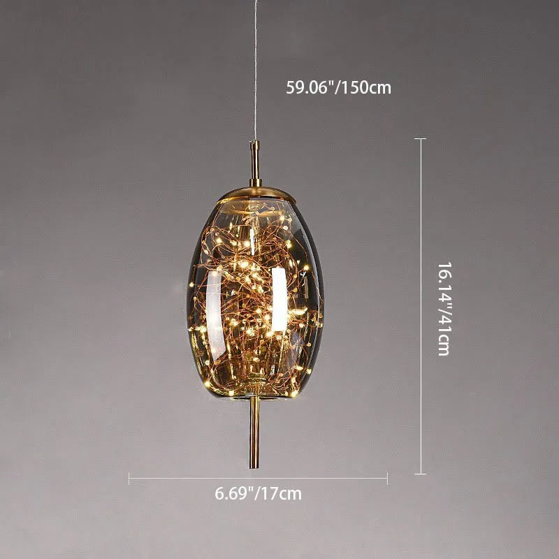 Scandinavian Cylinder Oval Glass Pendant Light M63