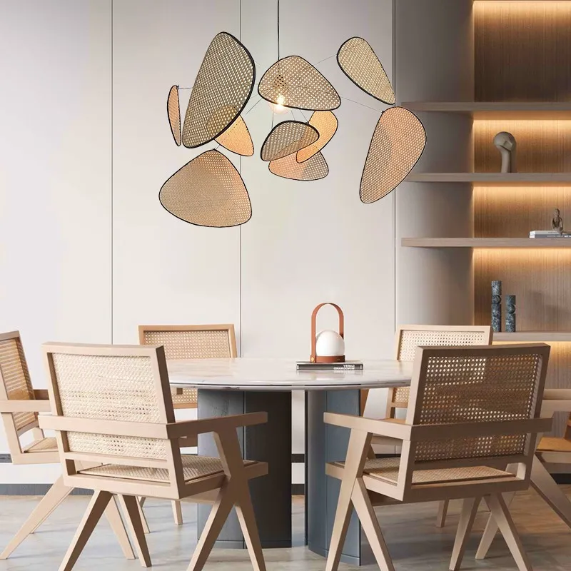 Screen Cannage Pendant Light - Woven Rattan Design for Living Room