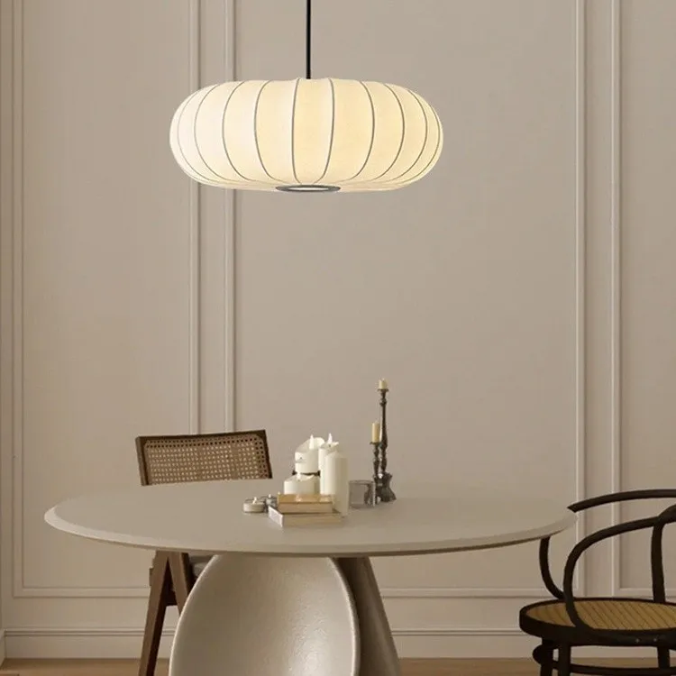 Simple Wabi-sabi White Lantern Fabric Pendant Lamp M06