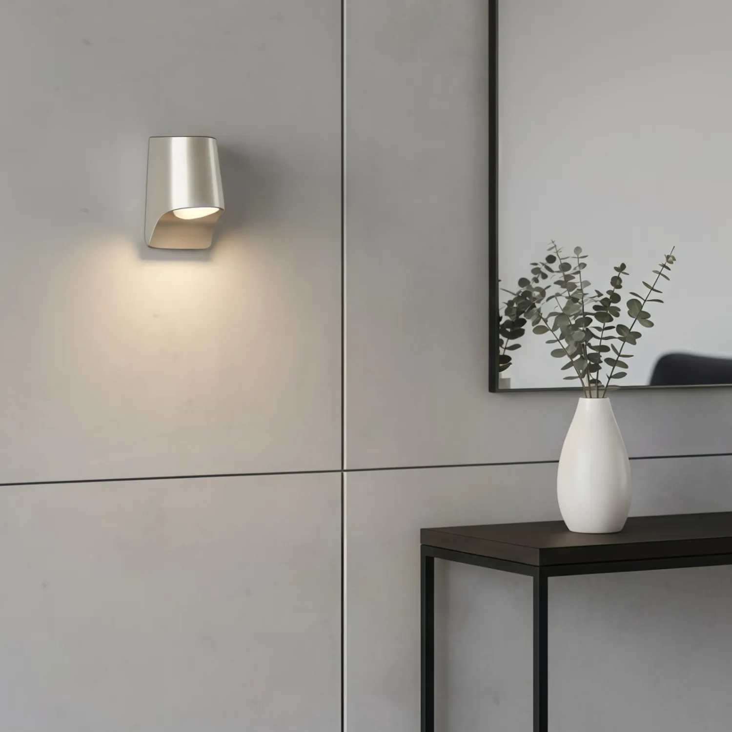 Rivathis Minimalist Metal Pewter Wall Lantern - Stylish Porch Fixture Ideal for Entry or Garden T894
