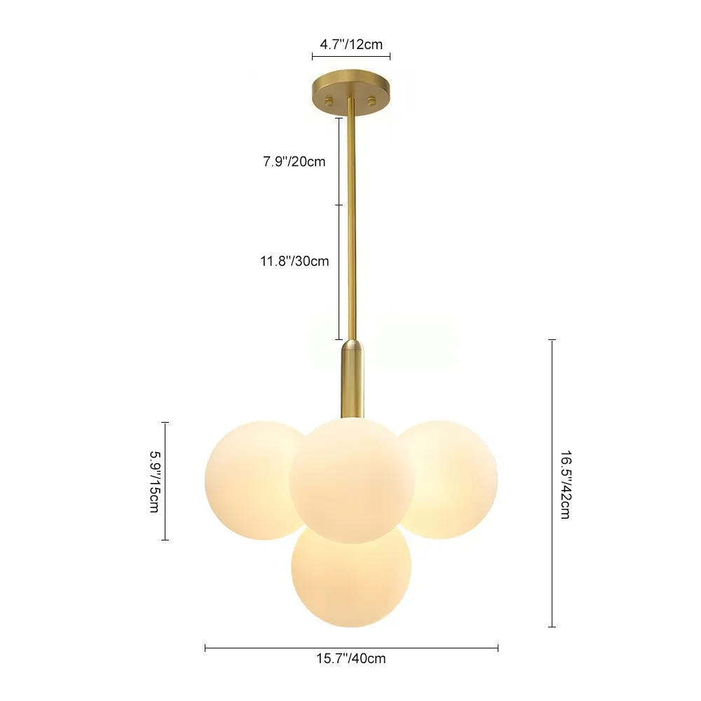 Opal Glass Bubble Cluster Grape Brass Chandelier for Dining Room