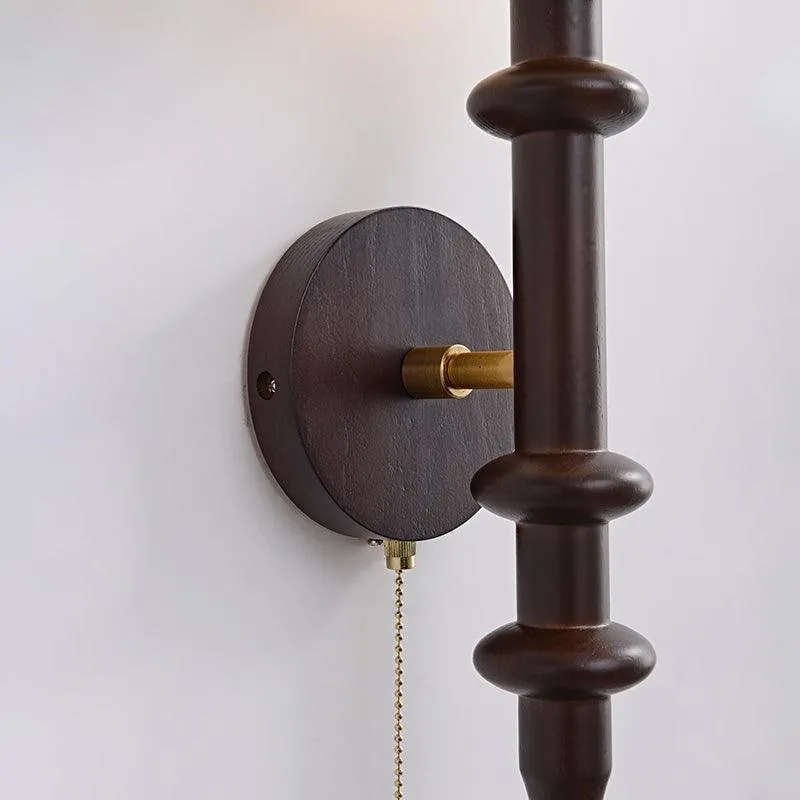 French Simple Vintage Bedside Wooden Glass Wall Lamp M322