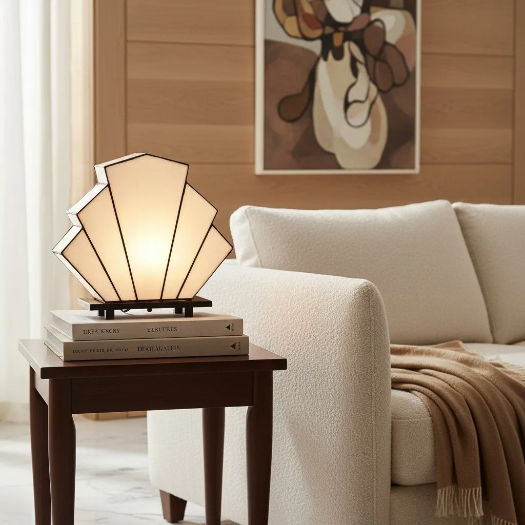 Kelsar Classic Stained Glass Table Lamp - Hand Cut Stained Glass Art Deco Table Lamp for Living Room or Bedroom T822