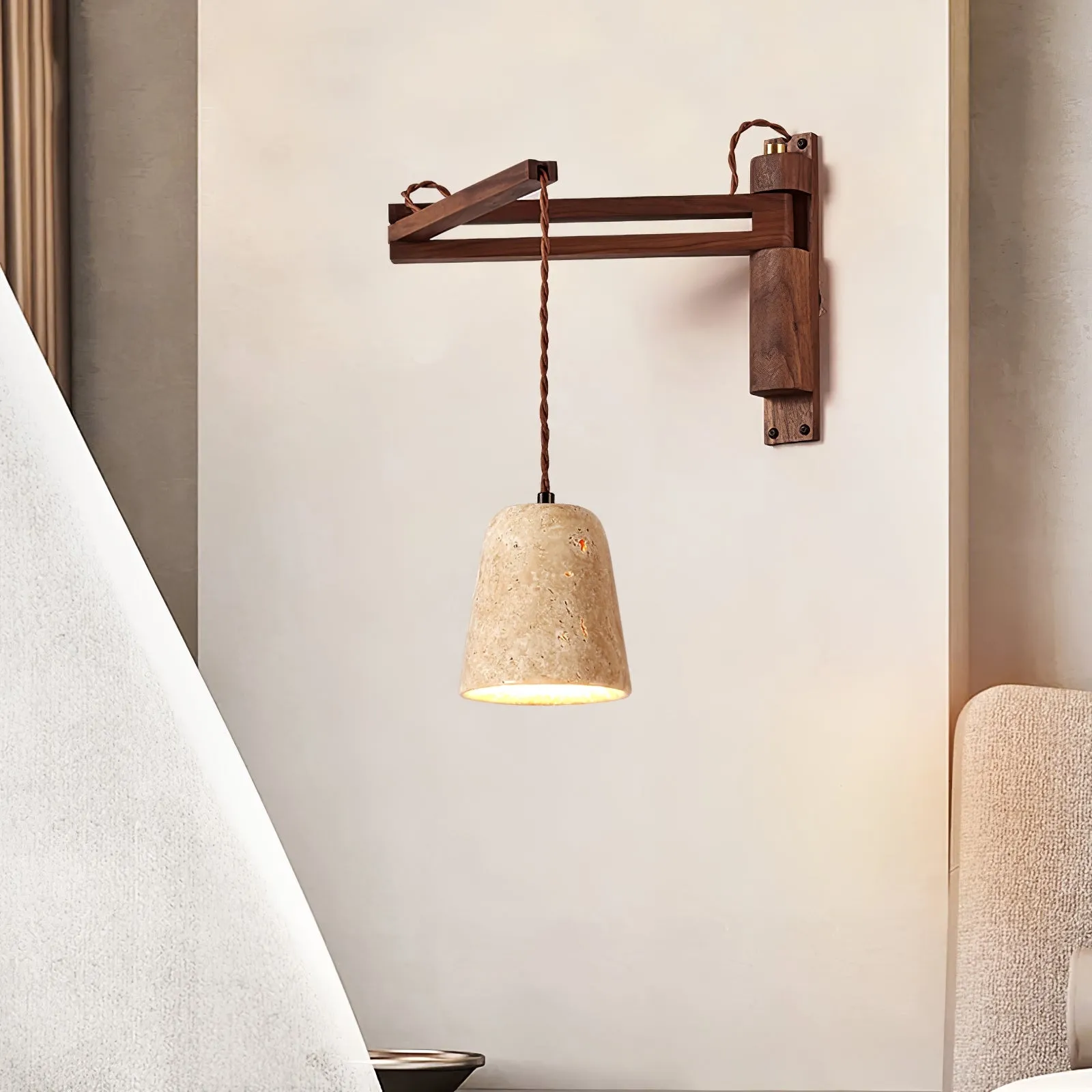 Adjustable Travertine Dome Wall Sconce T1606