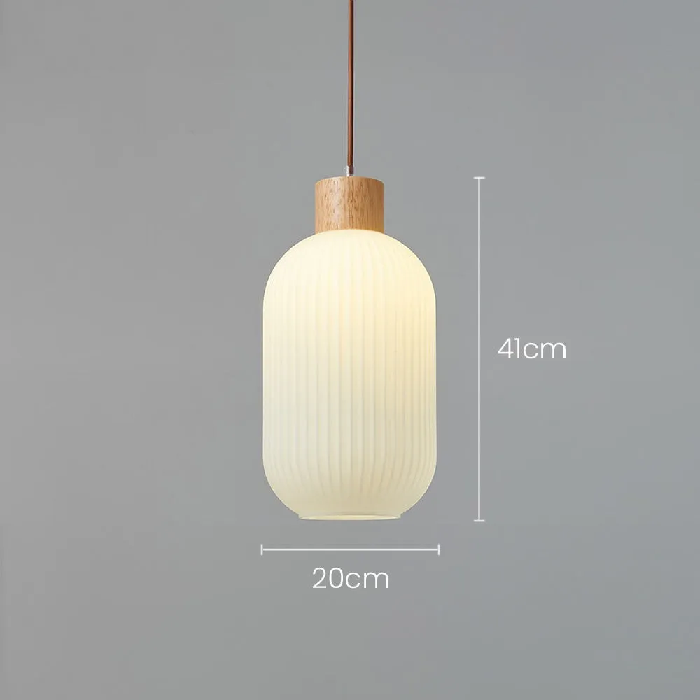 Nordic White Lantern-Like Glass Pendant Lamp M27