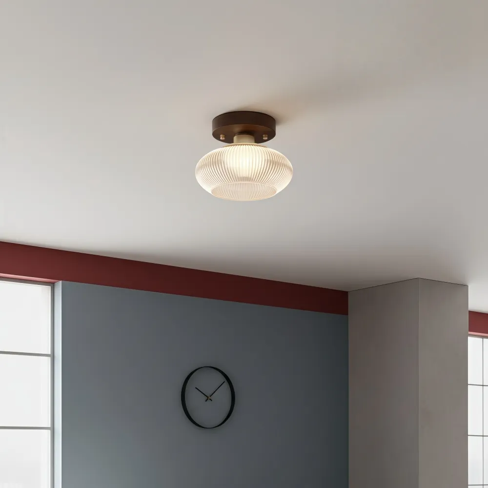 Soliro Soft Rounded Glass Dome Ceiling Light - Contemporary Flush Mount for Hallway and Bedroom T1088
