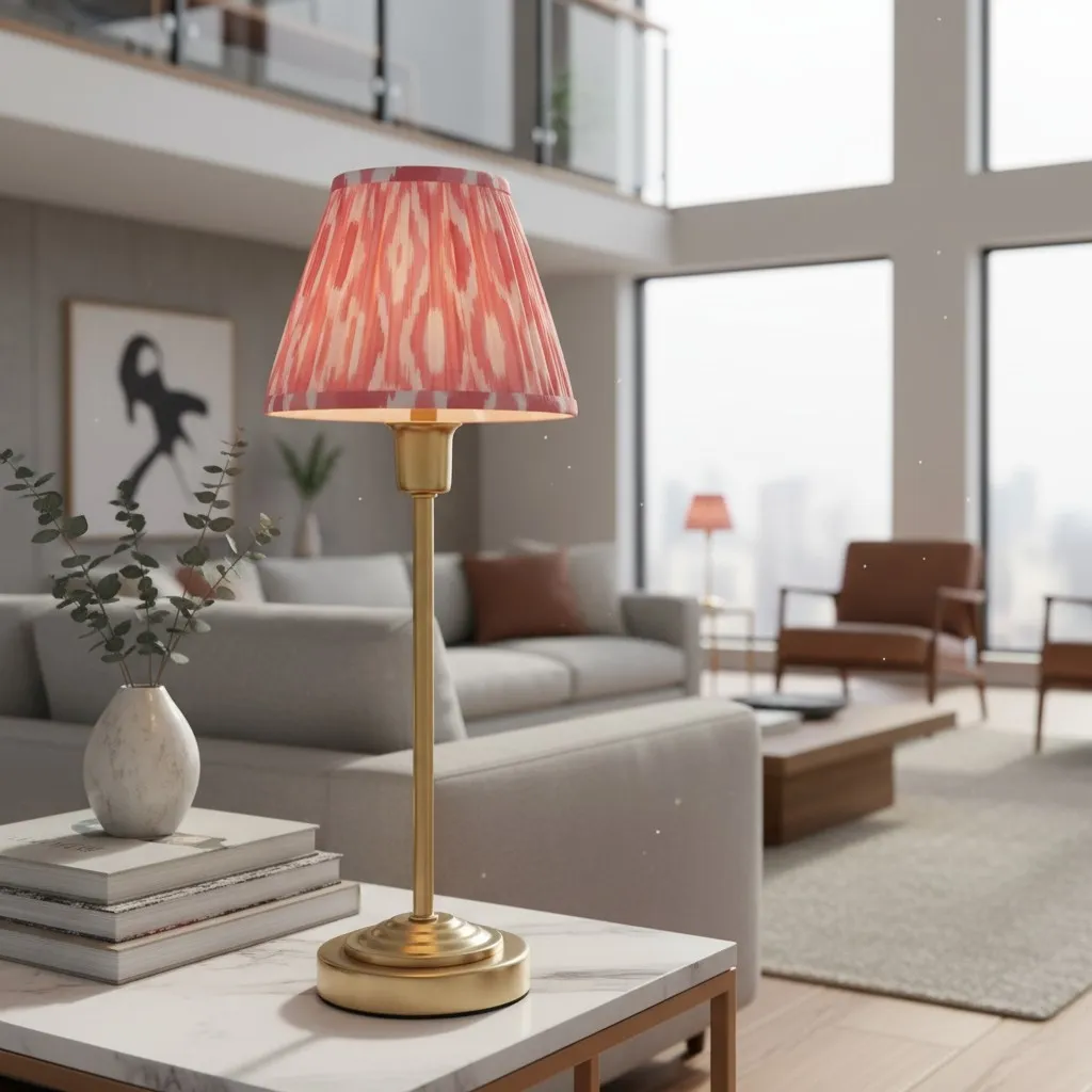 Bronzuno Patterned Fabric Table Lamp - Brass or Bronze Finish Modern-Bohemian Bedside & Living Space Light T957