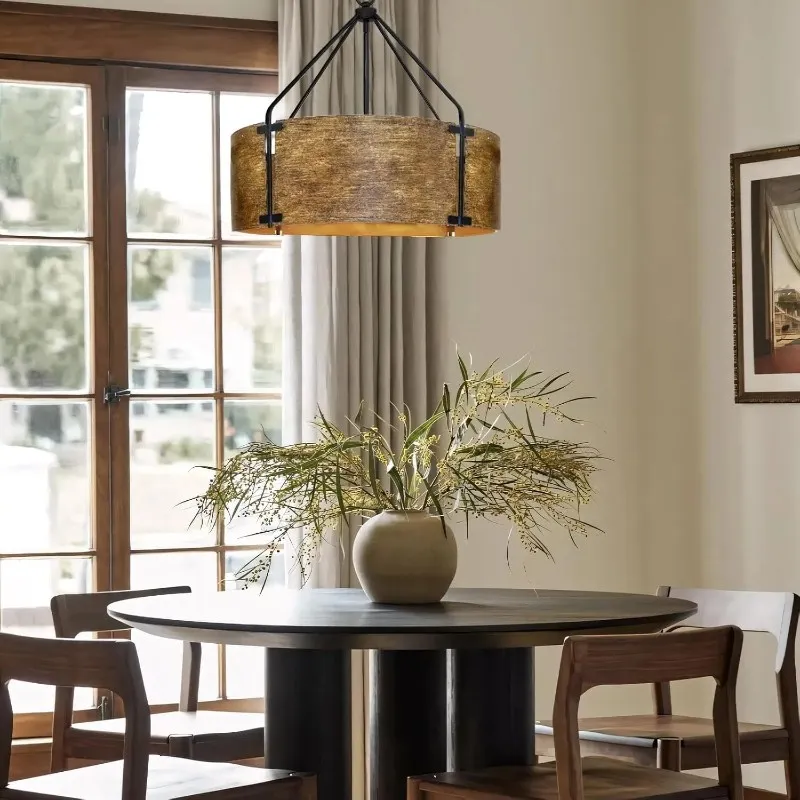 Vintage Brass Drum Pendant Lamp – Aged Metal & Warm Glow G94