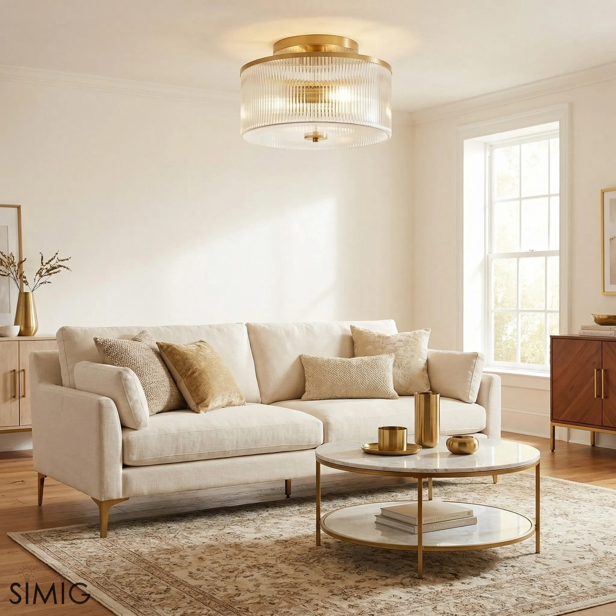 Rilona Clear Glass Drum Semi Flush Ceiling Light - Farmhouse Retro Styley U13