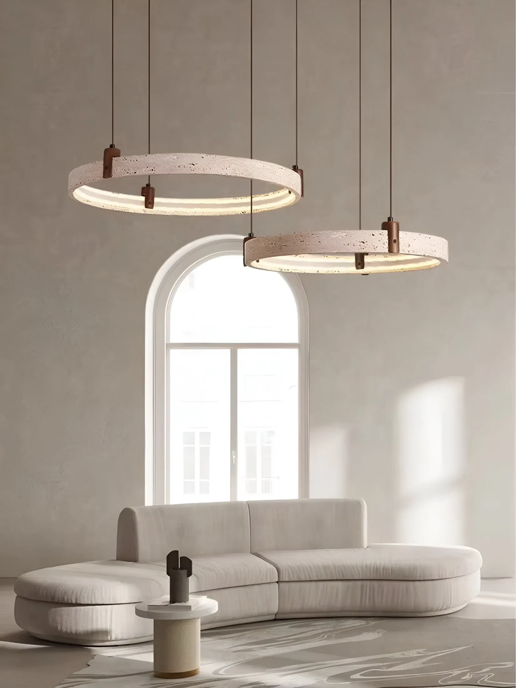 Simple Circular Travertine Pendant Lamp G29