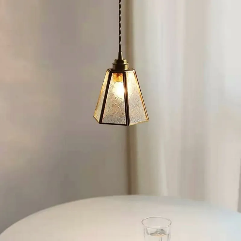 Japanese Vintage Begonia Glass Pendant Light