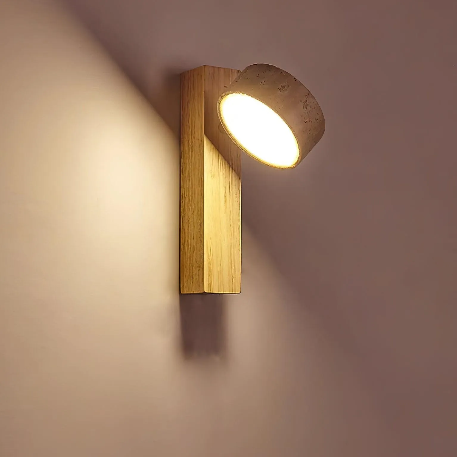 Travertine Cylinder Shade Lamp - Vintage Wall Sconce for Hallway M13